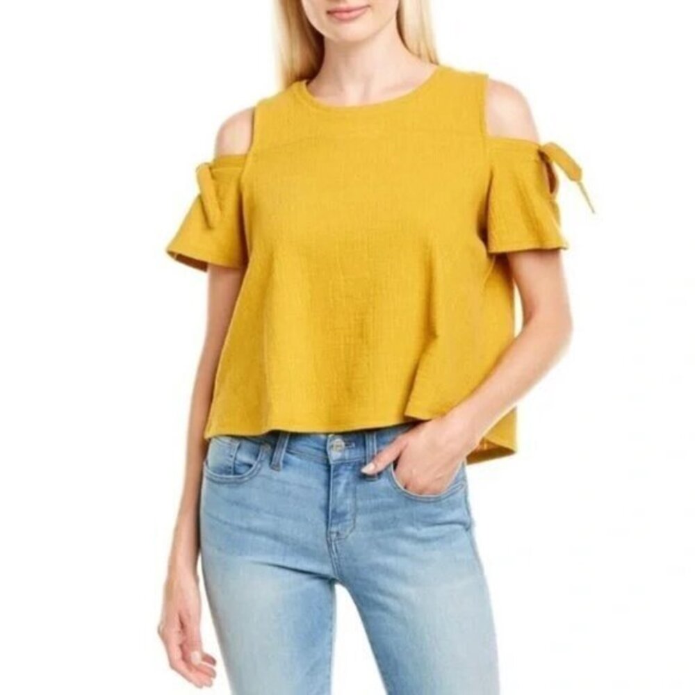 MADEWELL‎ Skylark Mustard Yellow Gold Cold Shoulder Top Size XS